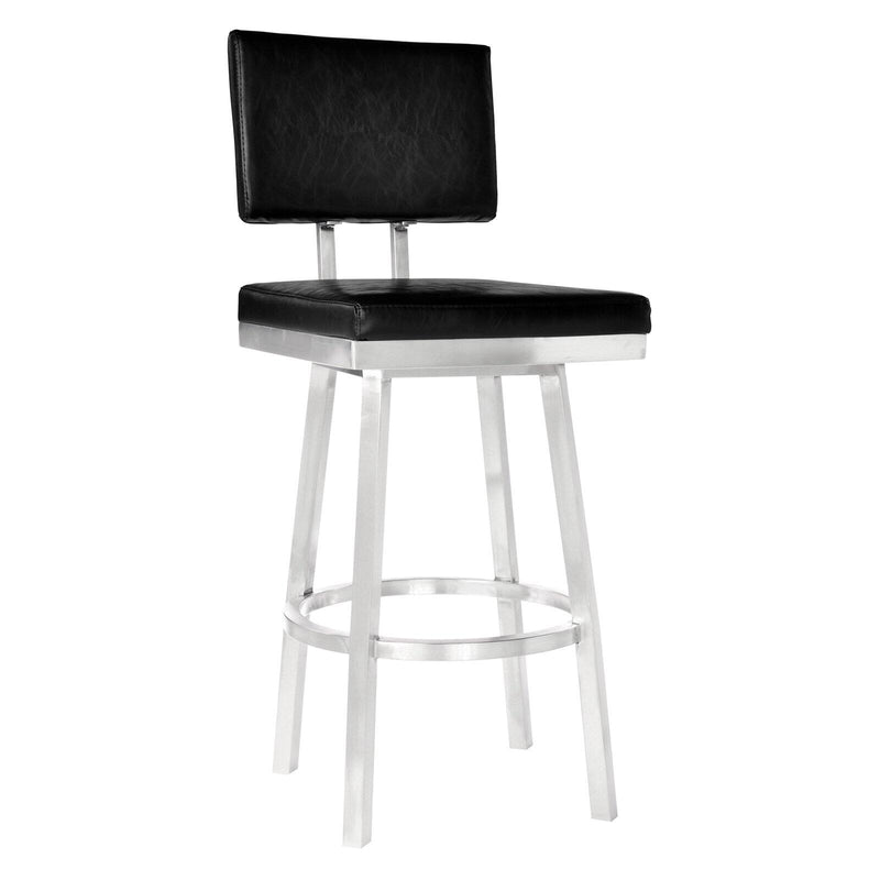 Home Chic Staley 26 in. Armless Swivel Counter Stool Stainless Steel / Vintage Black