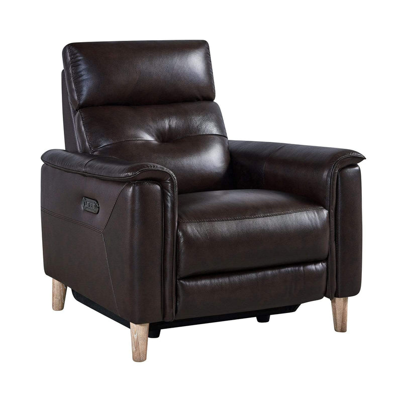 Armen Living Bynes Power Recliner with USB Port Brown