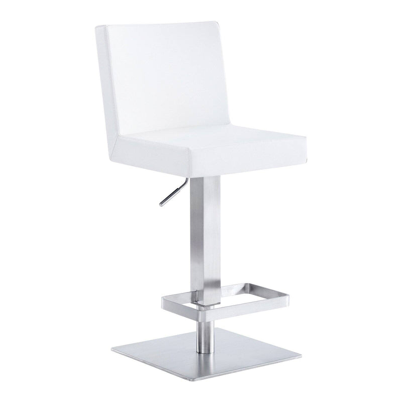 Armen Living Legacy Adjustable Swivel Bar Stool White