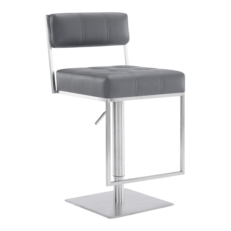 Armen Living Michele Adjustable Swivel Bar Stool Gray