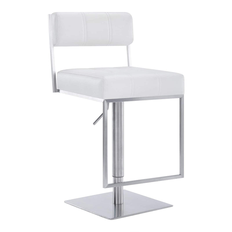 Armen Living Michele Adjustable Swivel Bar Stool White