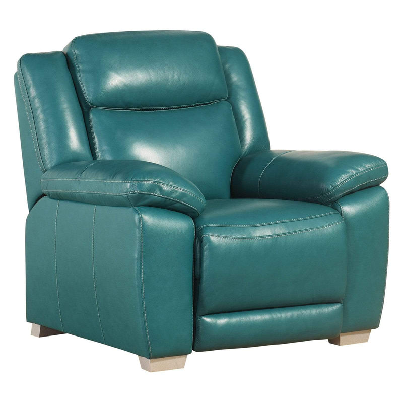 Abbyson Lilah Leather Recliner Turquoise