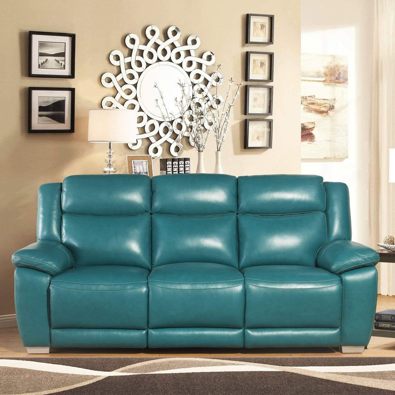 Abbyson Lilah Leather Reclining Sofa Turquoise