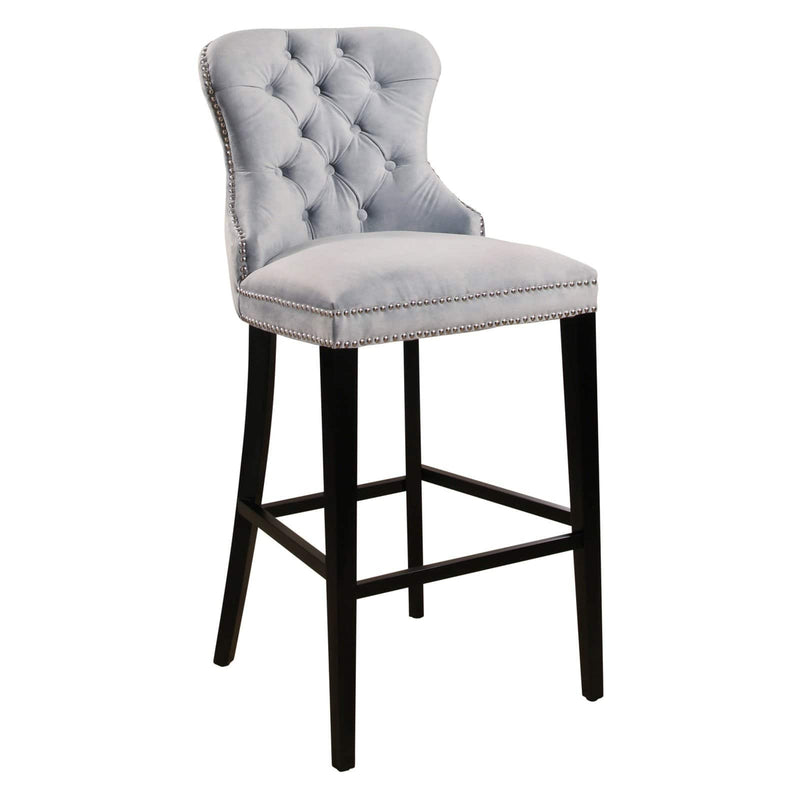 Abbyson Harper Tufted Velvet 30 in. Bar Stool Smoke Blue