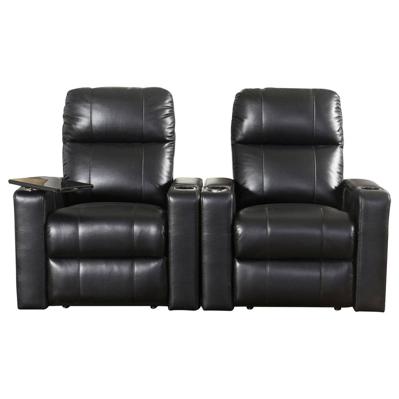 Abbyson Living Hennessey Black Leather Theatre Recliner Set