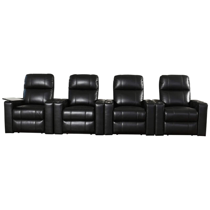 Abbyson Living Hennessey Black Leather Theatre Recliner Set