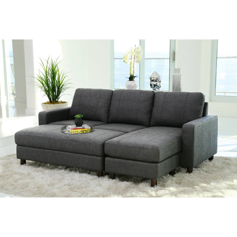 Abbyson Stanford Fabric Reversible Sectional Sofa with Storage Ottoman Charcoal Gray