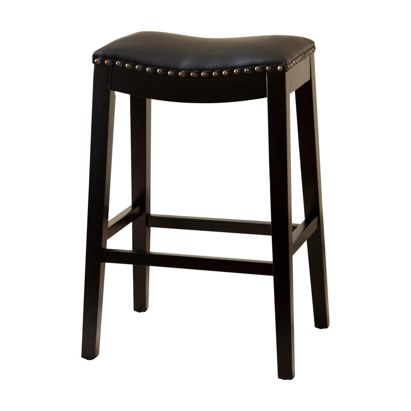 Abbyson Living Mia Bonded Leather Saddle 29 in. Bar Stool Black