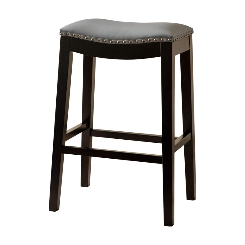 Abbyson Living Mia Bonded Leather Saddle 29 in. Bar Stool Gray