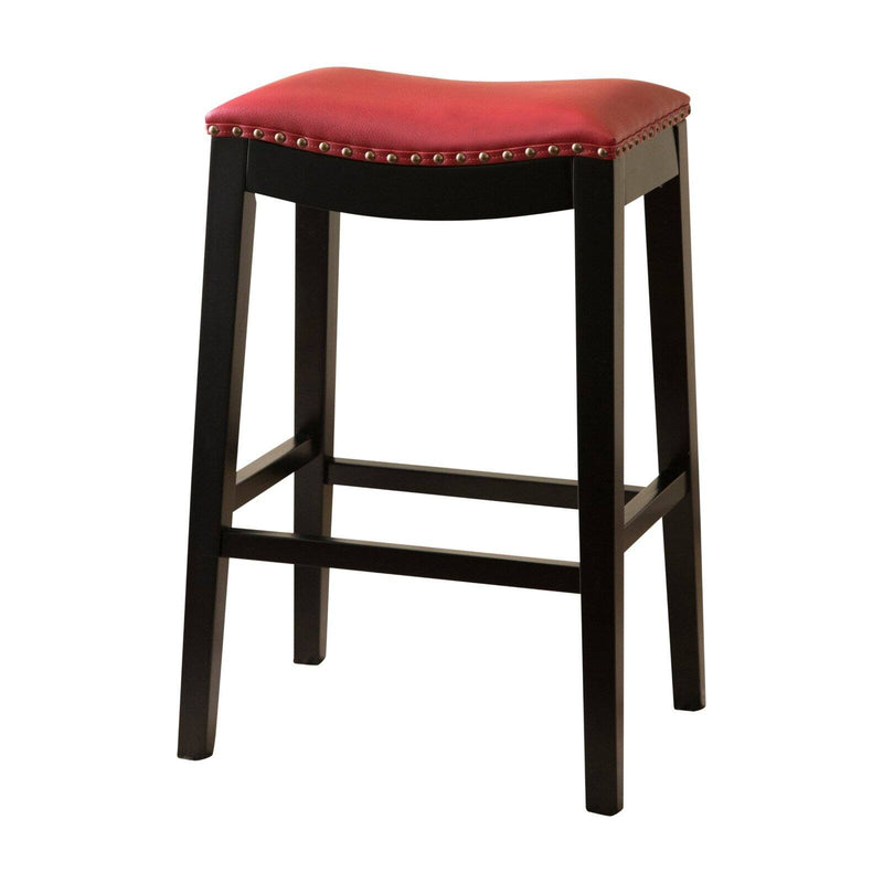 Abbyson Living Mia Bonded Leather Saddle 29 in. Bar Stool Red