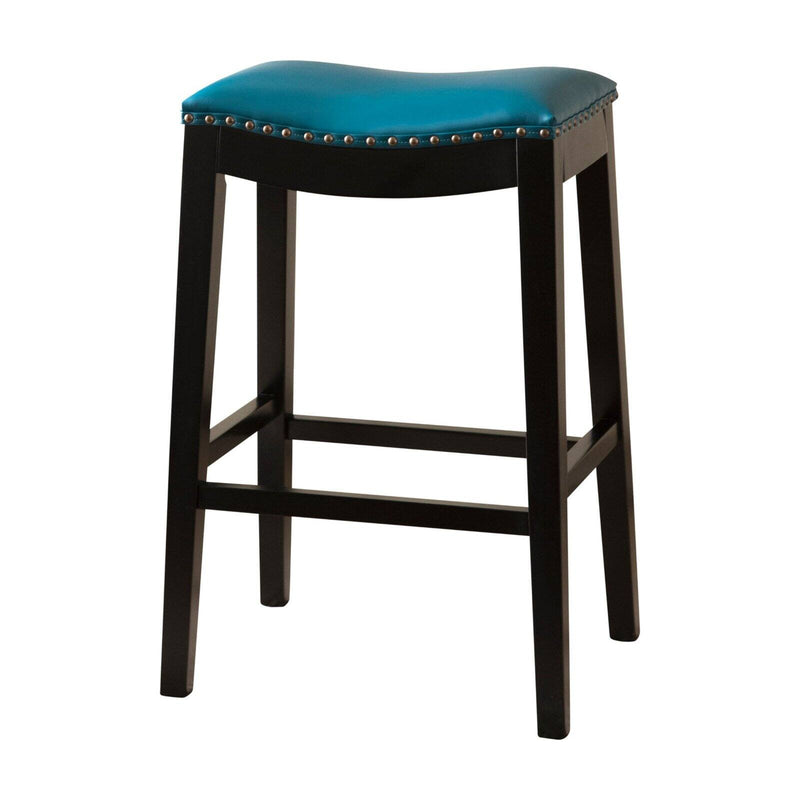 Abbyson Living Mia Bonded Leather Saddle 29 in. Bar Stool Teal