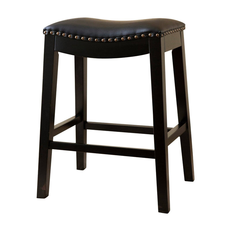 Abbyson Living Mia Bonded Leather Saddle 26 in. Counter Stool Black