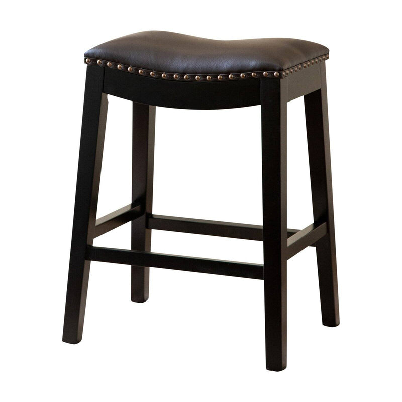 Abbyson Living Mia Bonded Leather Saddle 26 in. Counter Stool Brown