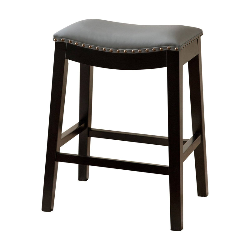 Abbyson Living Mia Bonded Leather Saddle 26 in. Counter Stool Gray