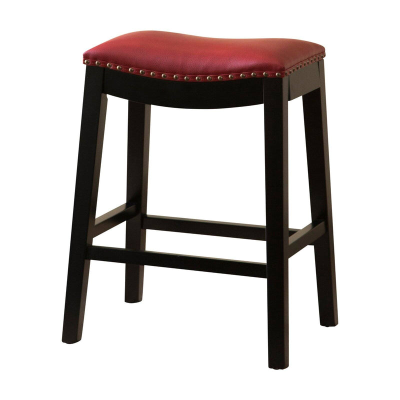 Abbyson Living Mia Bonded Leather Saddle 26 in. Counter Stool Red