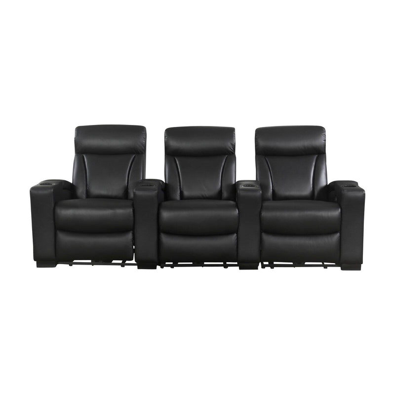 Abbyson Romano 3 Piece Media Power Recliner Set Black