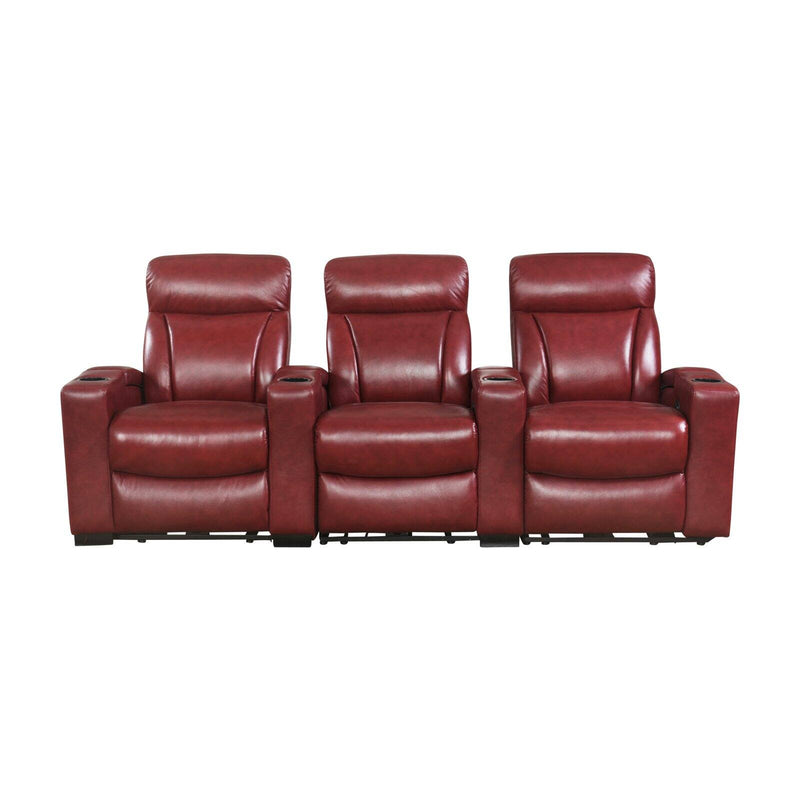 Abbyson Romano 3 Piece Media Power Recliner Set Red