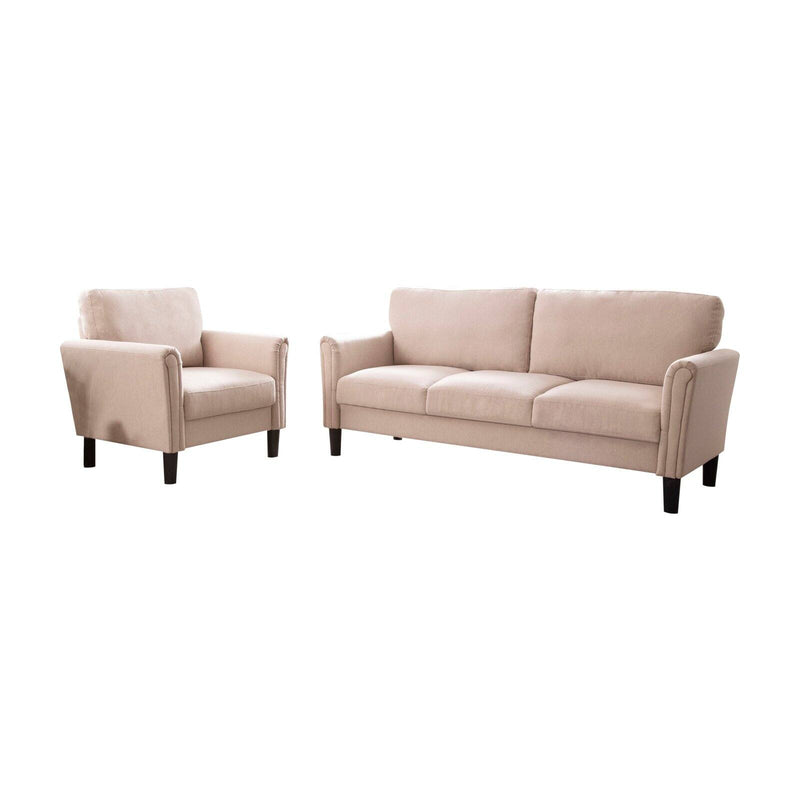 Abbyson Riley 2 Piece Sofa and Arm Chair Set Beige