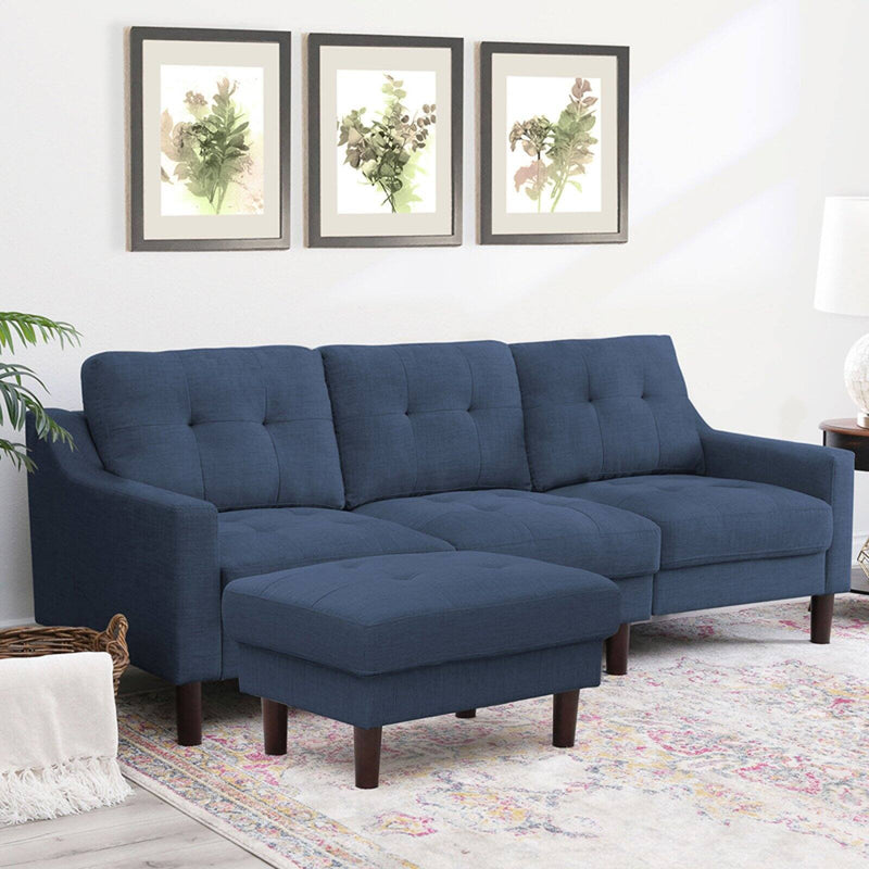 Abbyson Living Parker Fabric Chaise Sectional Sofa Navy Blue