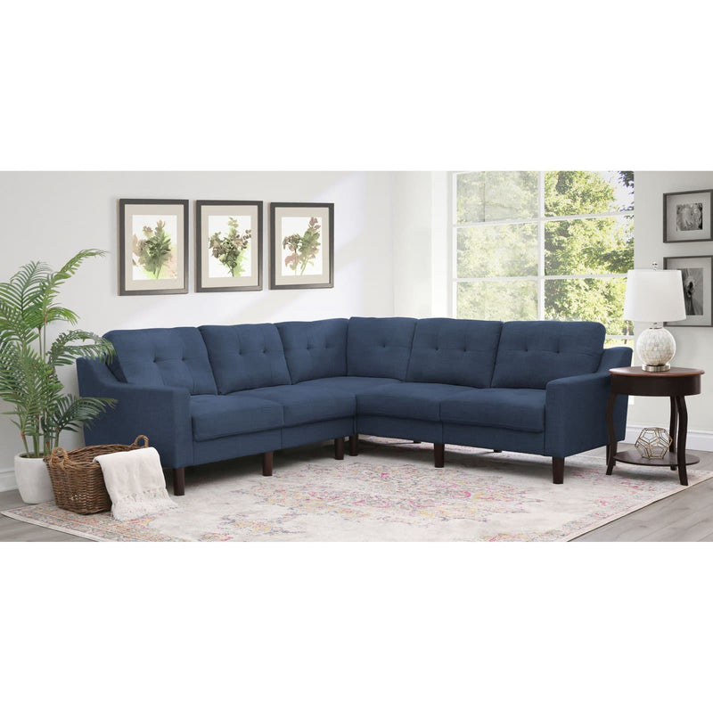 Abbyson Living Parker Fabric Corner Sectional Sofa Navy Blue