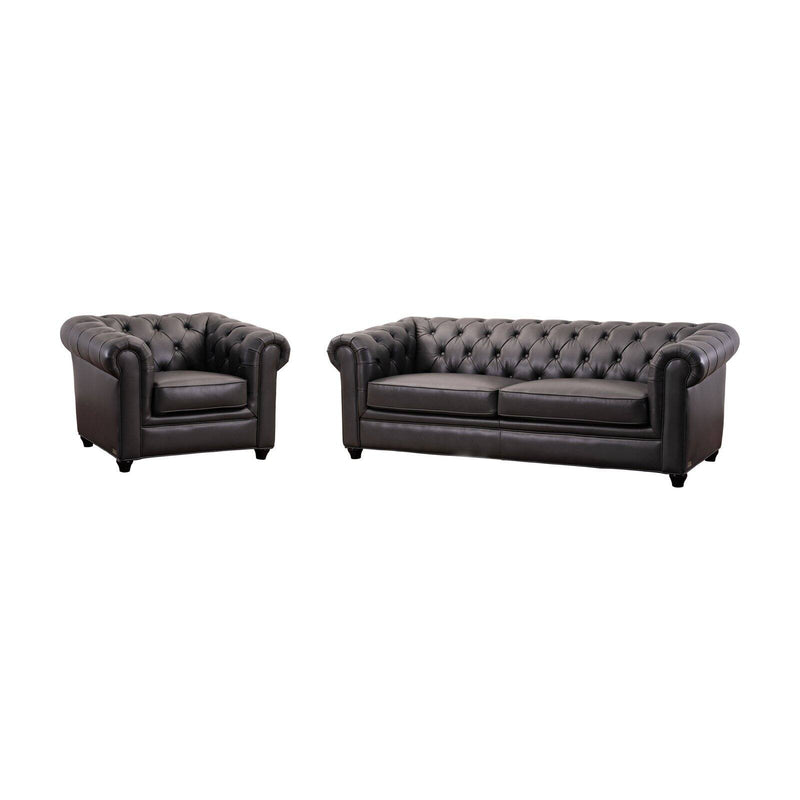 Abbyson Richmond Tufted Chesterfield Sofa and Armchair Set Gray