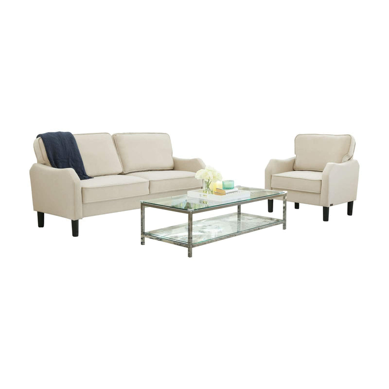 Abbyson Berlin Fabric Sofa and Armchair Set Beige