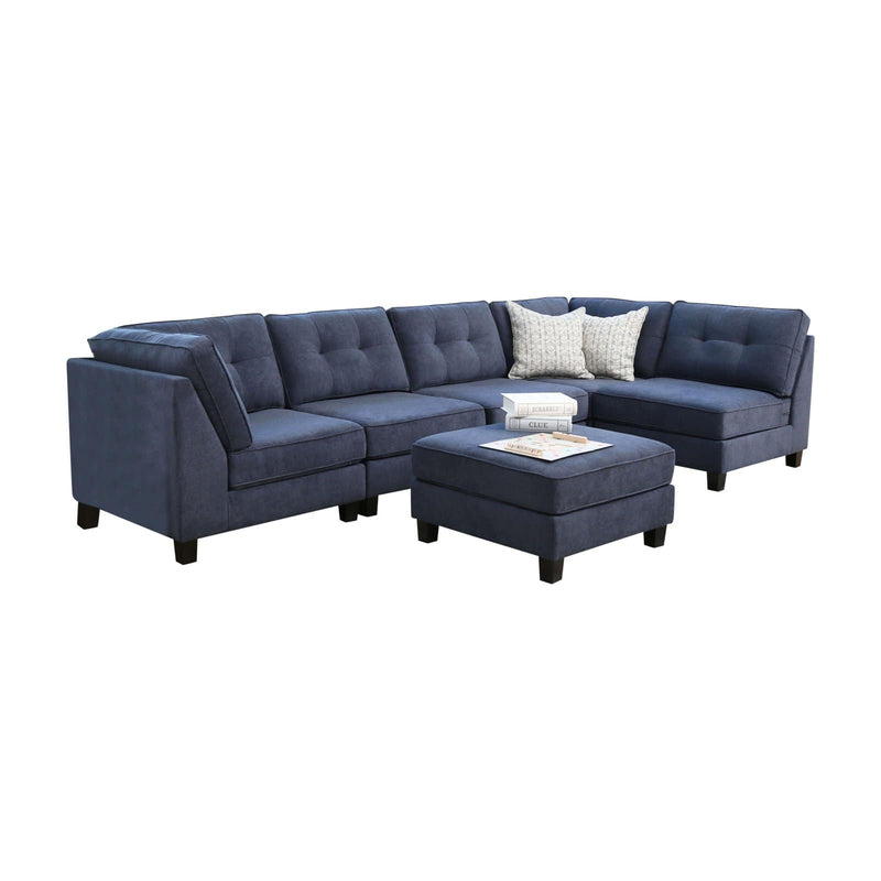 Abbyson Mason 5 Piece Modular Sectional Sofa Navy