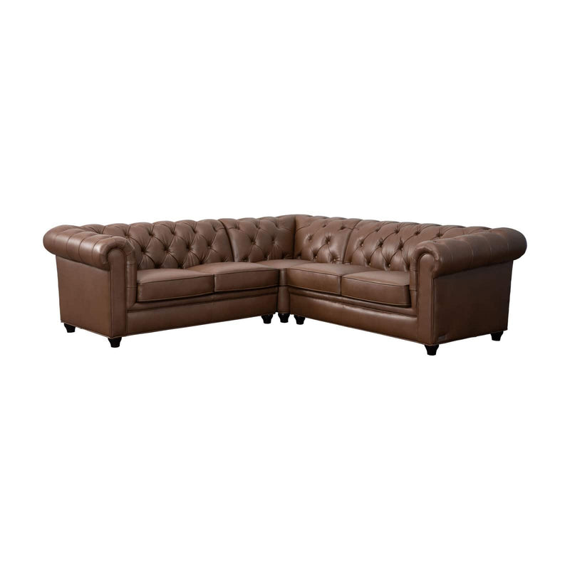 Abbyson Richmond Tufted Chesterfield Sectional Sofa Camel