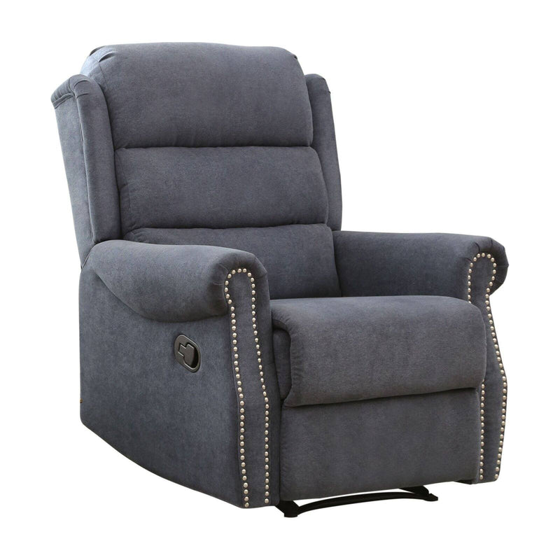 Abbyson Jayden Fabric Recliner with Nailhead Trim Navy