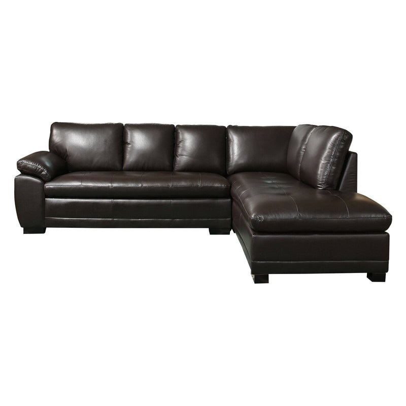 Abbyson Woodland Premium Italian Leather Sectional Sofa Dark Brown