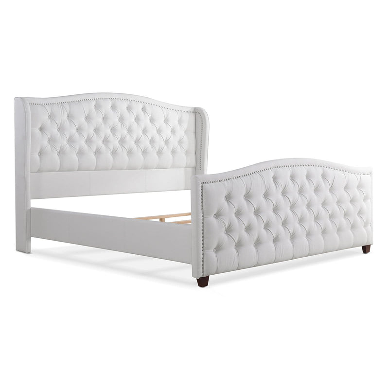 Jennifer Taylor Home Marcella Tufted Wingback Upholstered Bed Bright White
