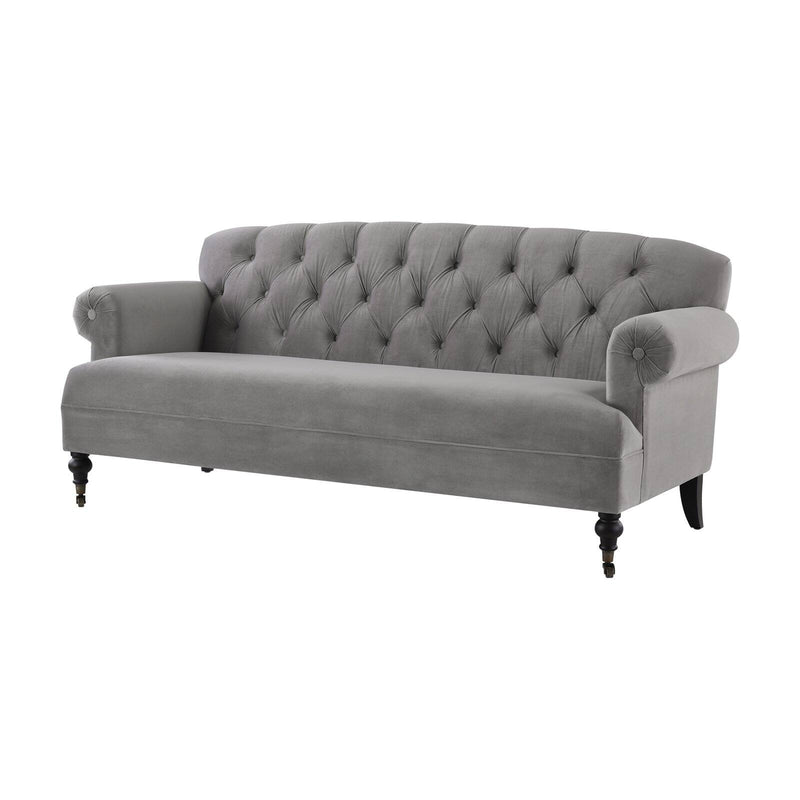 Jennifer Taylor Home Mackenzie Tufted Sofa with Metal Casters and Rolled Arms Opal Grey