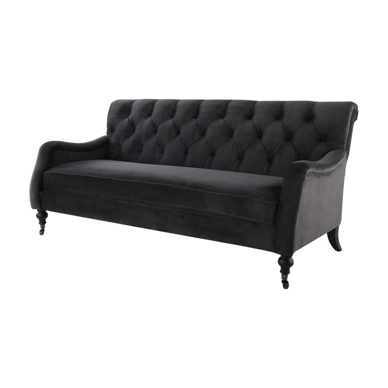 Jennifer Taylor Home Xander Tufted Sofa with Metal Casters Dark Charcoal Grey