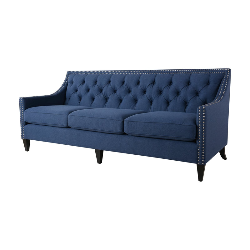 Jennifer Taylor Home Marianne Tufted Sofa with Nailhead Dark Sapphire Blue