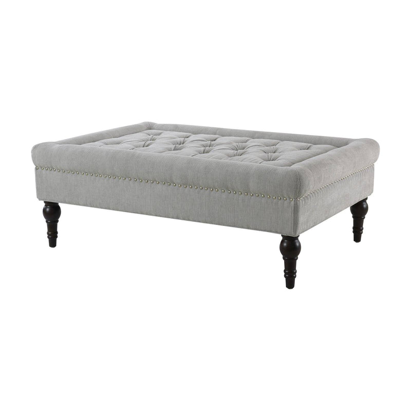Jennifer Taylor Home Giselle Large Tufted Square Cocktail Ottoman with Nailhead Trim Mineral Grey