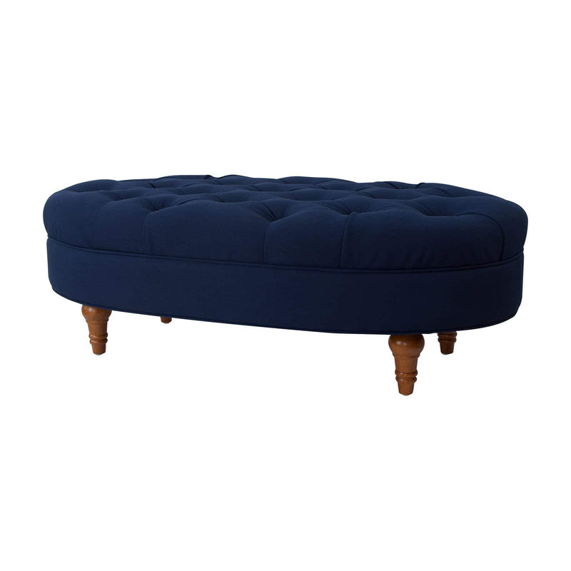 Jennifer Taylor Home Petra Backless Tufted Oval Cocktail Ottoman Midnight Blue